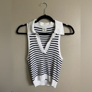 NWOT Abercrombie knit stripe collar tank M